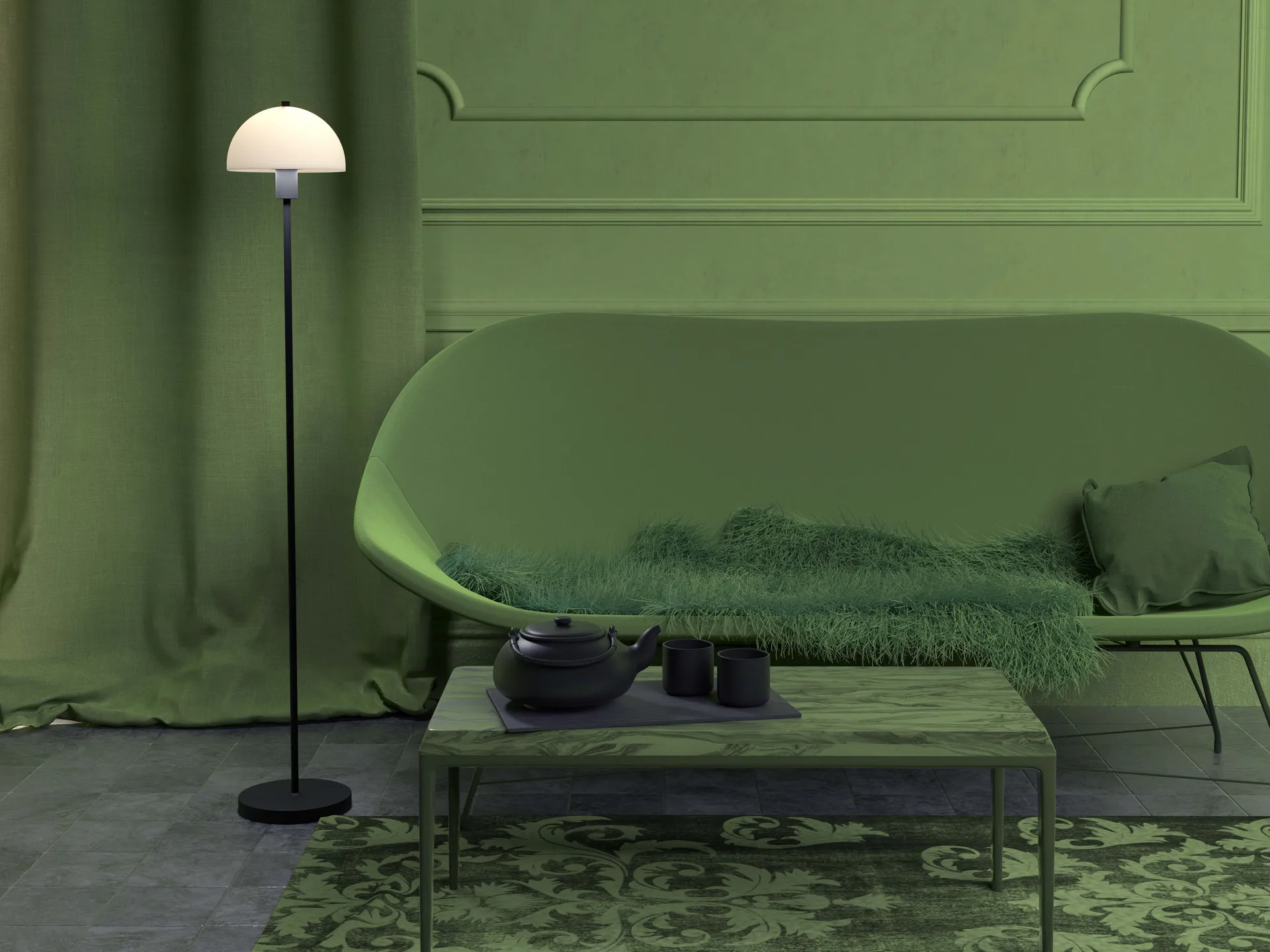 비엔다 플로어 조명, Black-opal glass Herstal | 허스탈