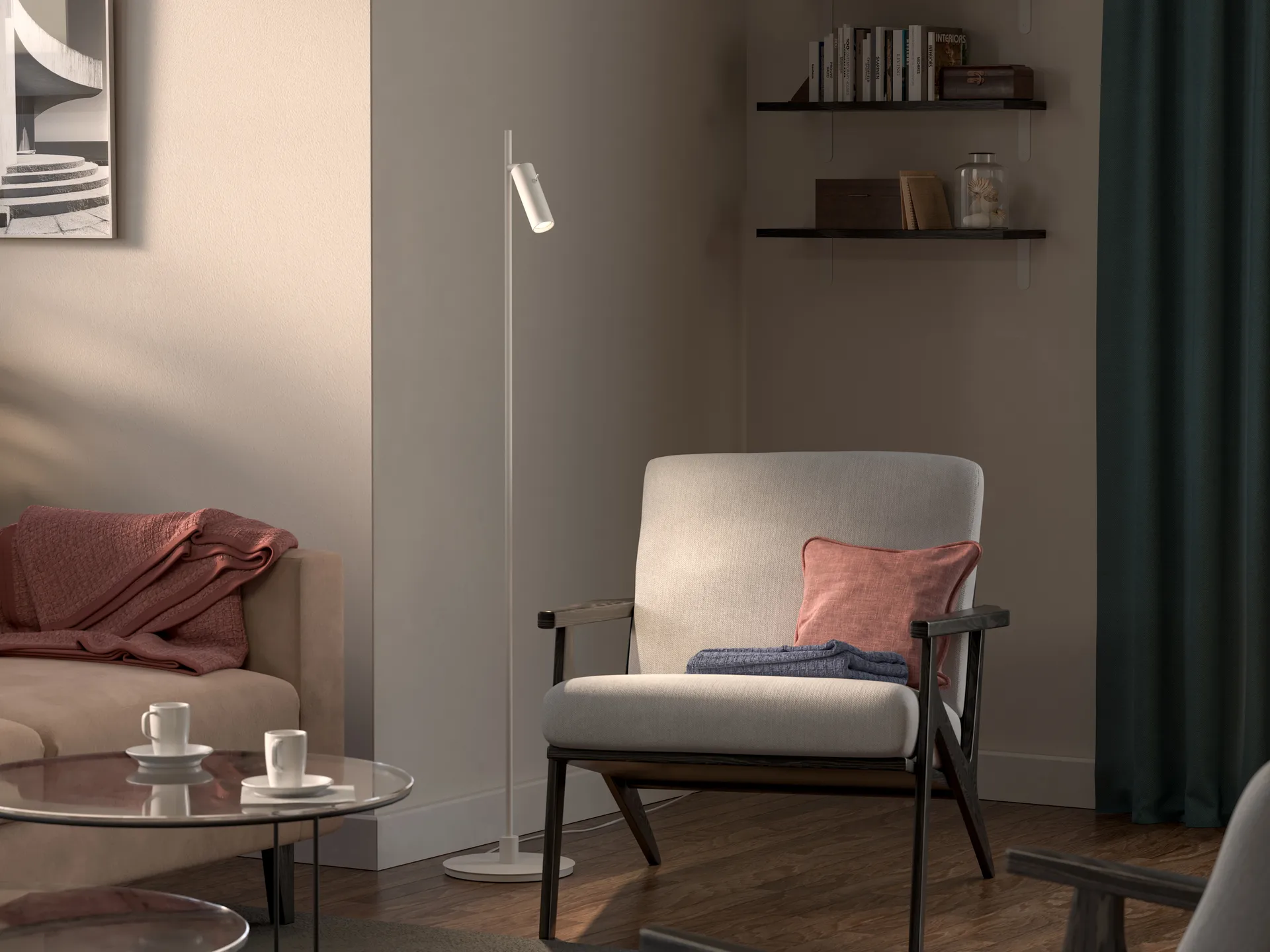 파이프라인 플로어 조명, Matte white Herstal | 허스탈