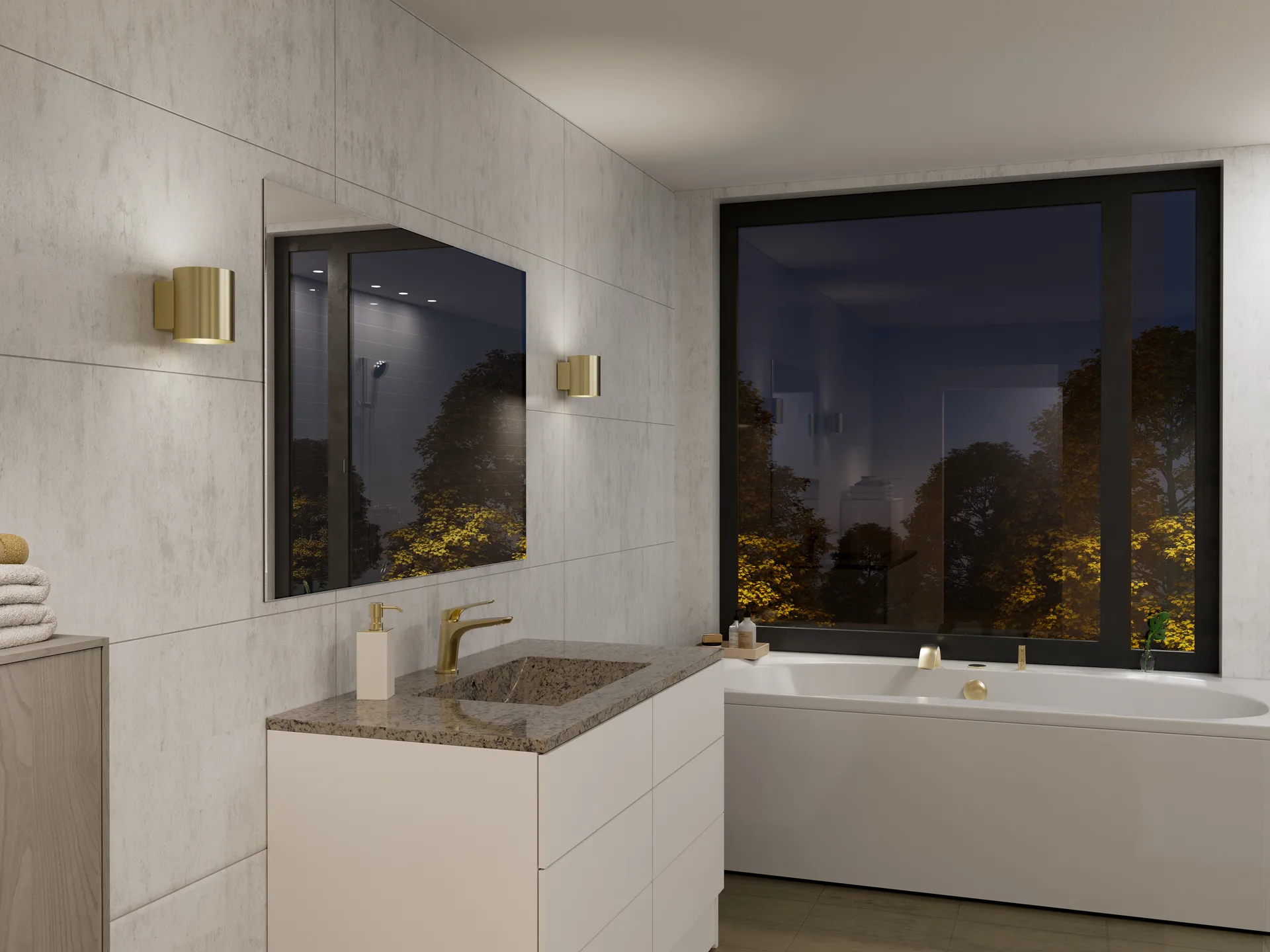 이보크 벽 조명 스몰, Satin brass Herstal | 허스탈