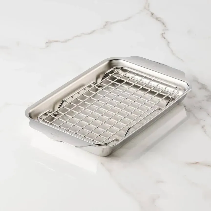 Hestan Ovenbond 오븐 플레이트, 냉각 랙 포함, 스테인리스 스틸, 16.8x28.8 cm Hestan