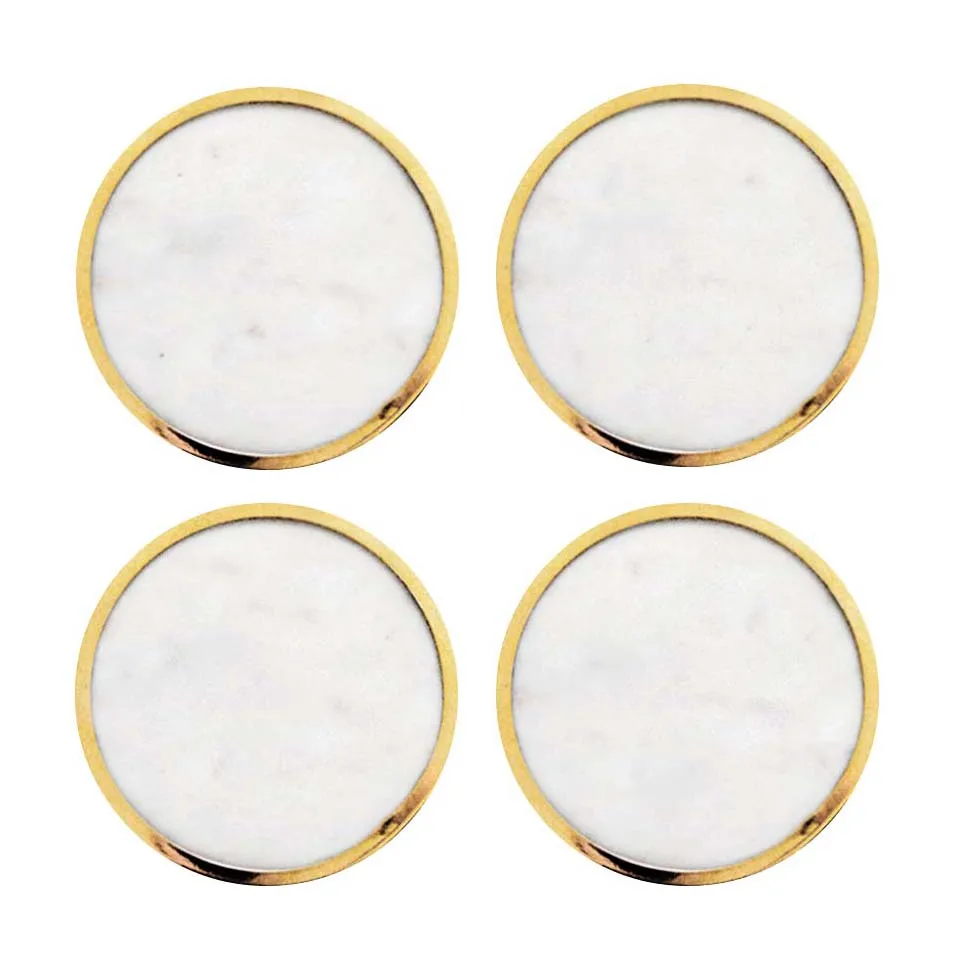 힐케 콜렉션 코스터 4개 세트, White marble-solid brass Hilke Collection | 힐케 콜렉션