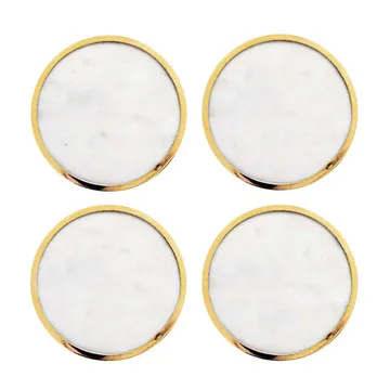 힐케 콜렉션 코스터 4개 세트 - White marble-solid brass - Hilke Collection | 힐케 콜렉션