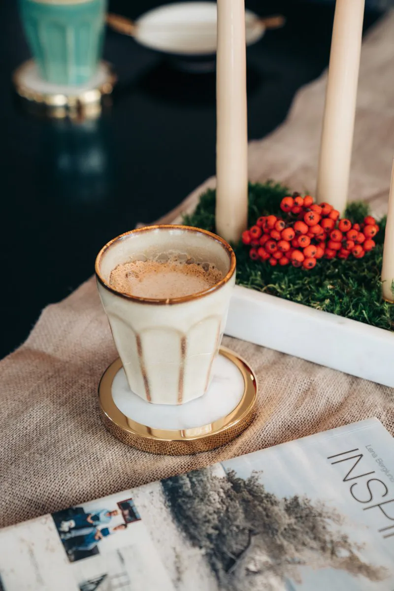 힐케 콜렉션 코스터 4개 세트, White marble-solid brass Hilke Collection | 힐케 콜렉션