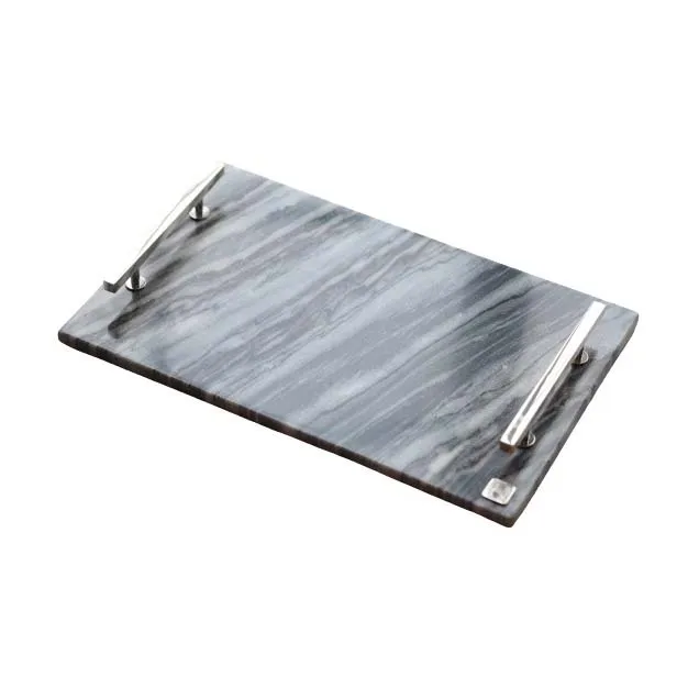힐케 콜렉션 트레이 40.5x25.5 cm, grey marble-nickle plated brass Hilke Collection | 힐케 콜렉션