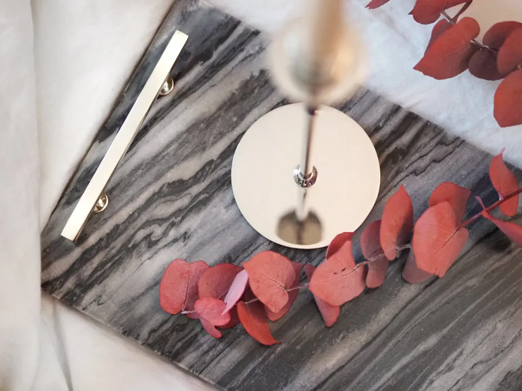 힐케 콜렉션 트레이 40.5x25.5 cm, grey marble-nickle plated brass Hilke Collection | 힐케 콜렉션