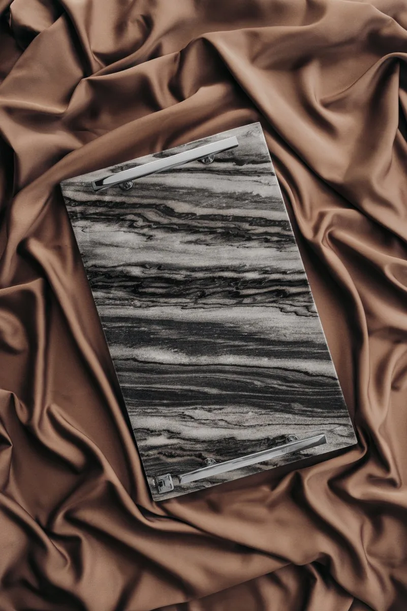 힐케 콜렉션 트레이 40.5x25.5 cm, grey marble-solid brass Hilke Collection | 힐케 콜렉션