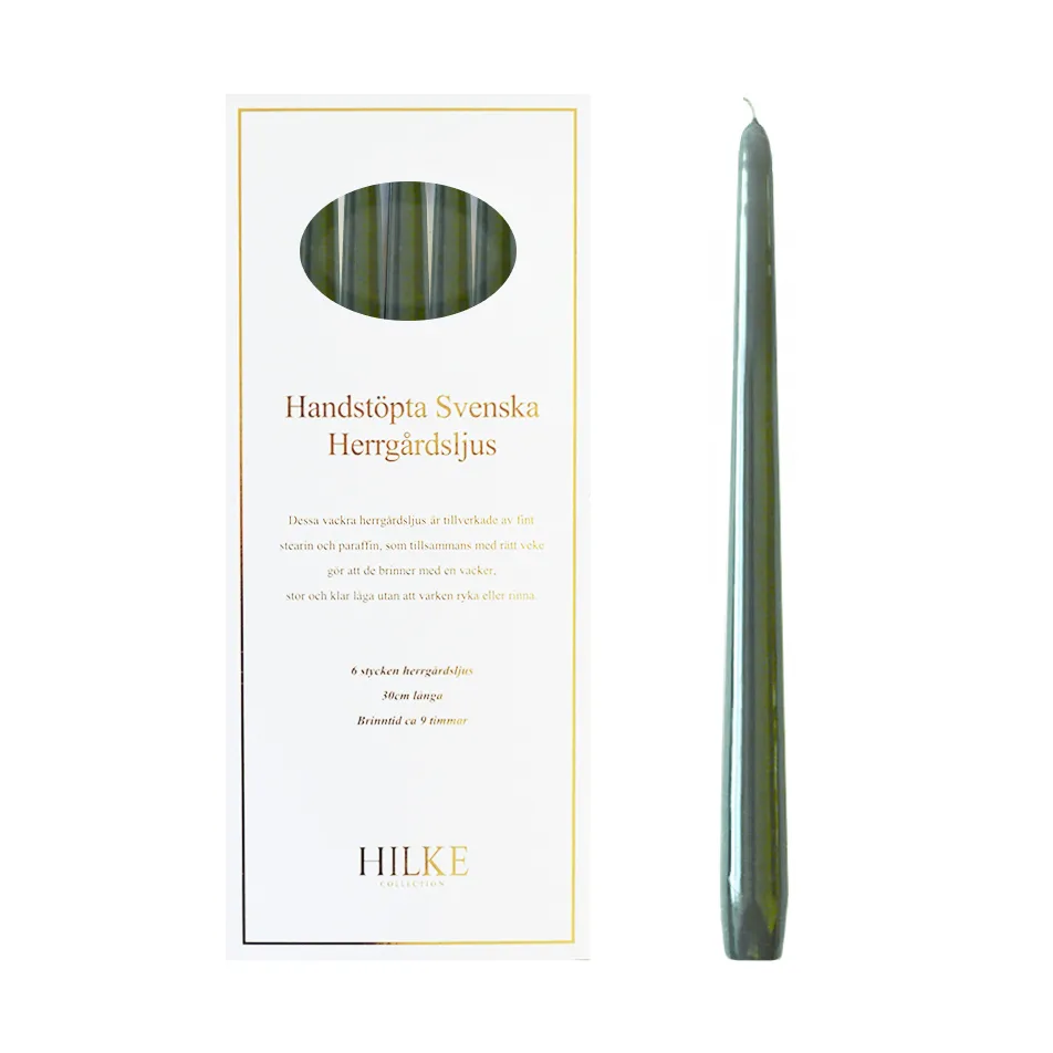 Herrgårdsljus 캔들 30 cm 6개 세트, Antique green Hilke Collection | 힐케 콜렉션