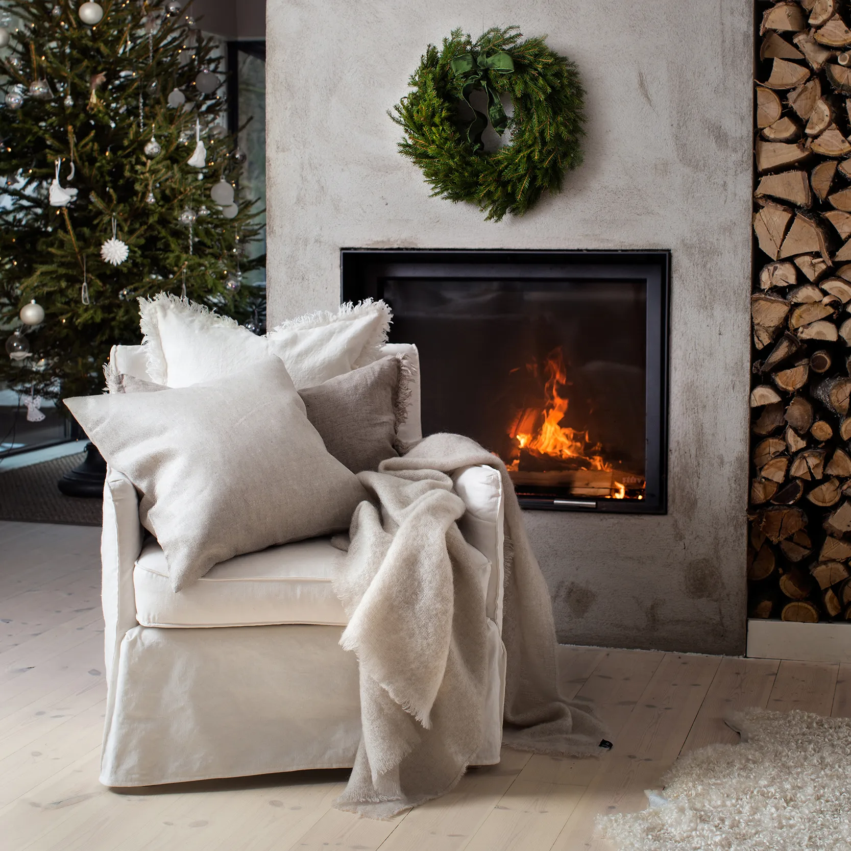 멀린 쿠션 50x50 cm, off-white (white) Himla | 힘라