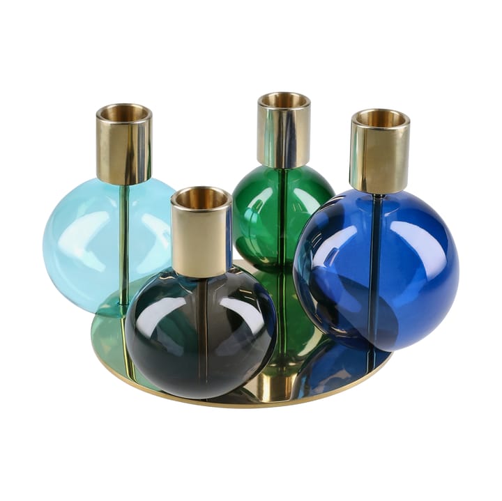 버블 4-암 캔들스틱 Ø17.5x12 cm, Blue-green-smoke Holmegaard | 홀메가르드