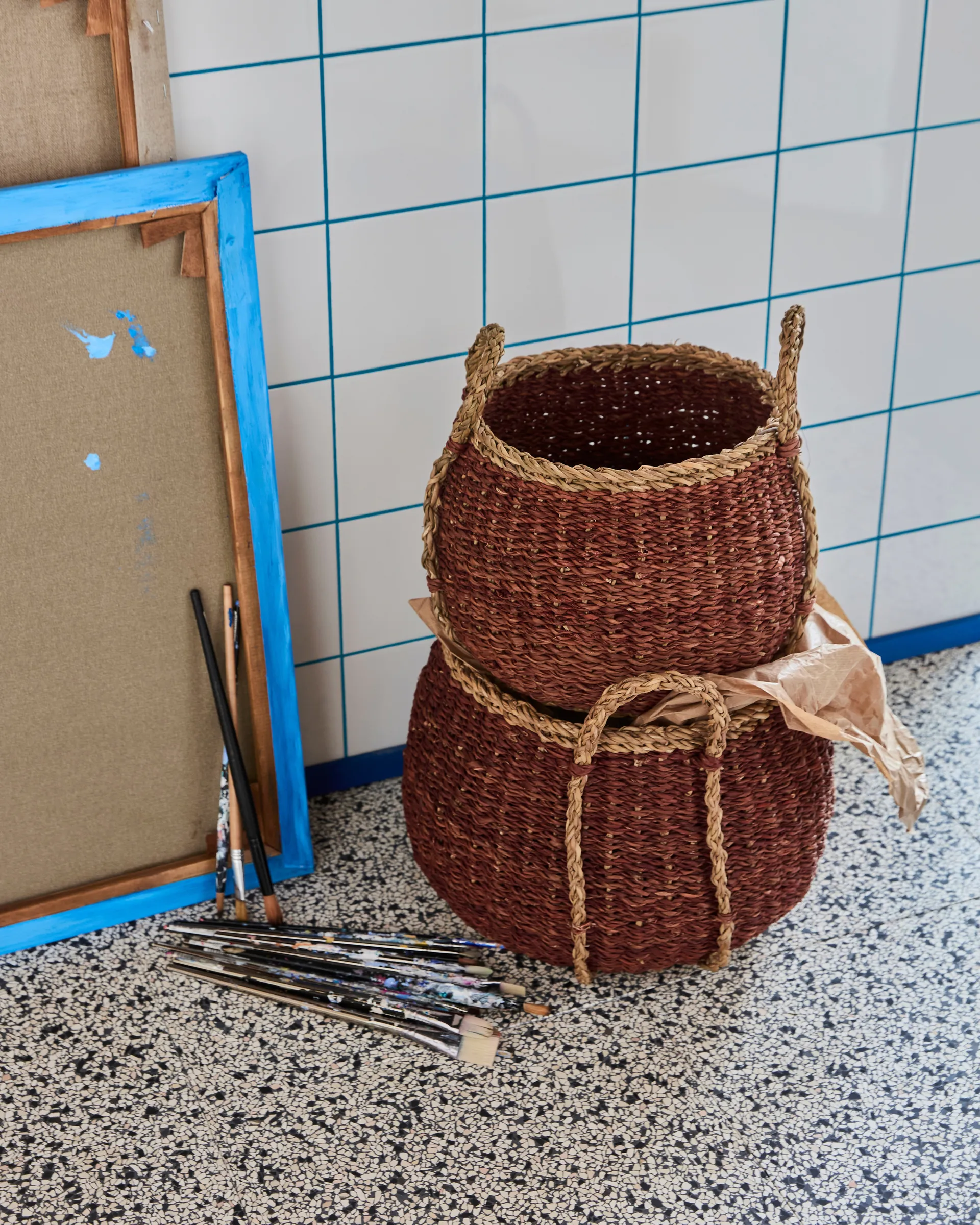 랑기 수납 바구니 2개 세트, Brown House Doctor | 하우스닥터