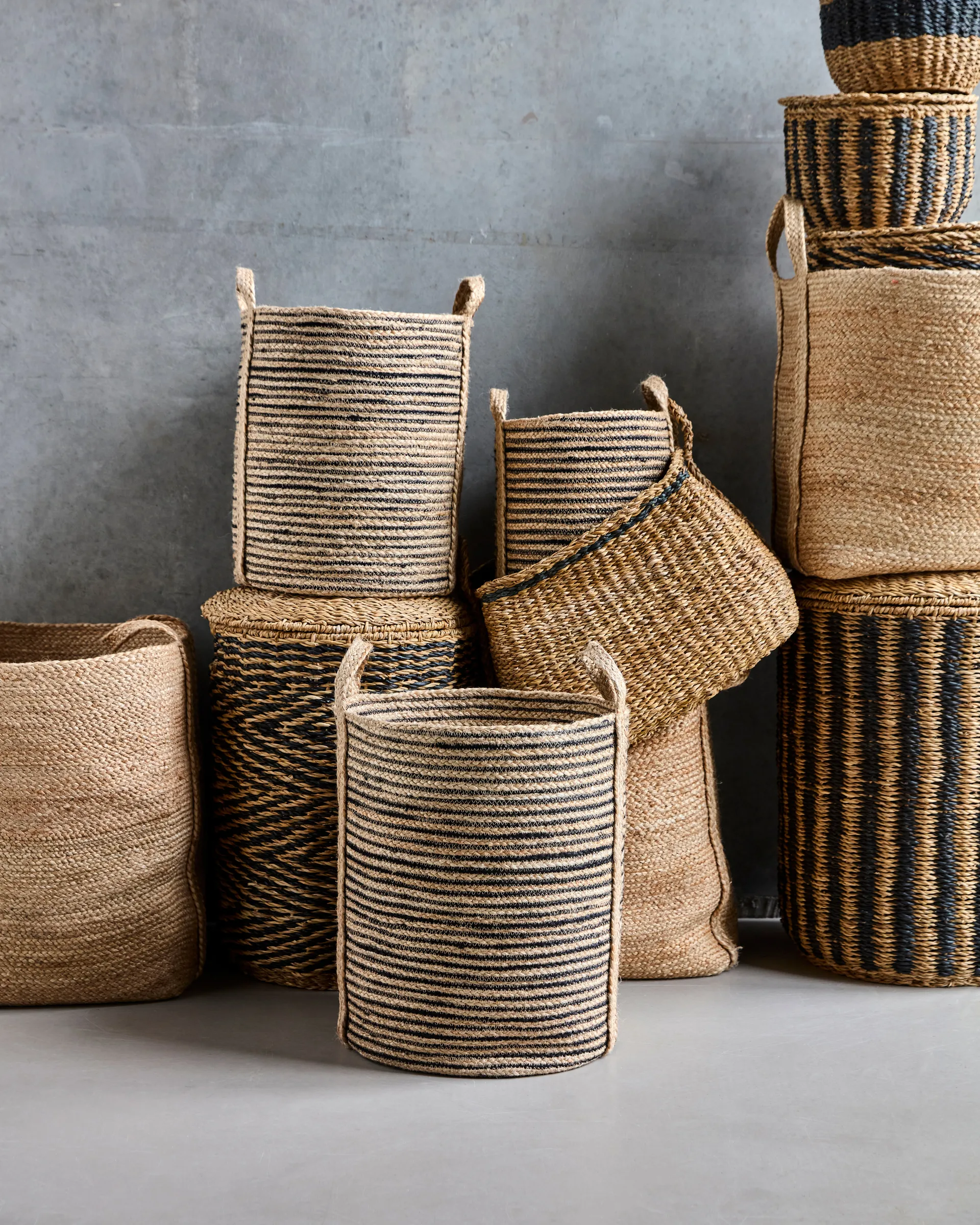 둥기 수납 바구니 3개 세트, Black-natural House Doctor | 하우스닥터