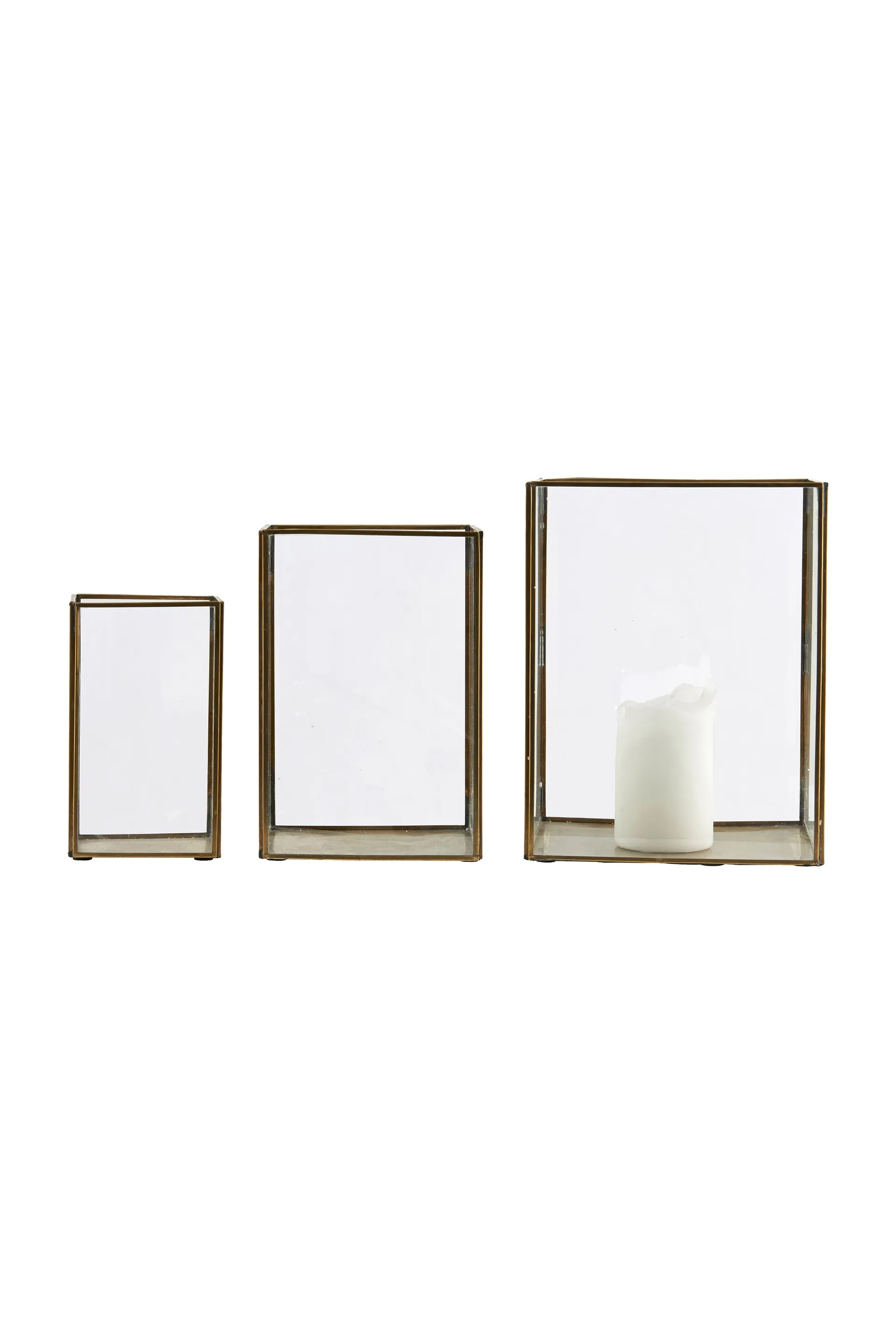 필라 캔들 랜턴 3개 세트, Brass House Doctor | 하우스닥터