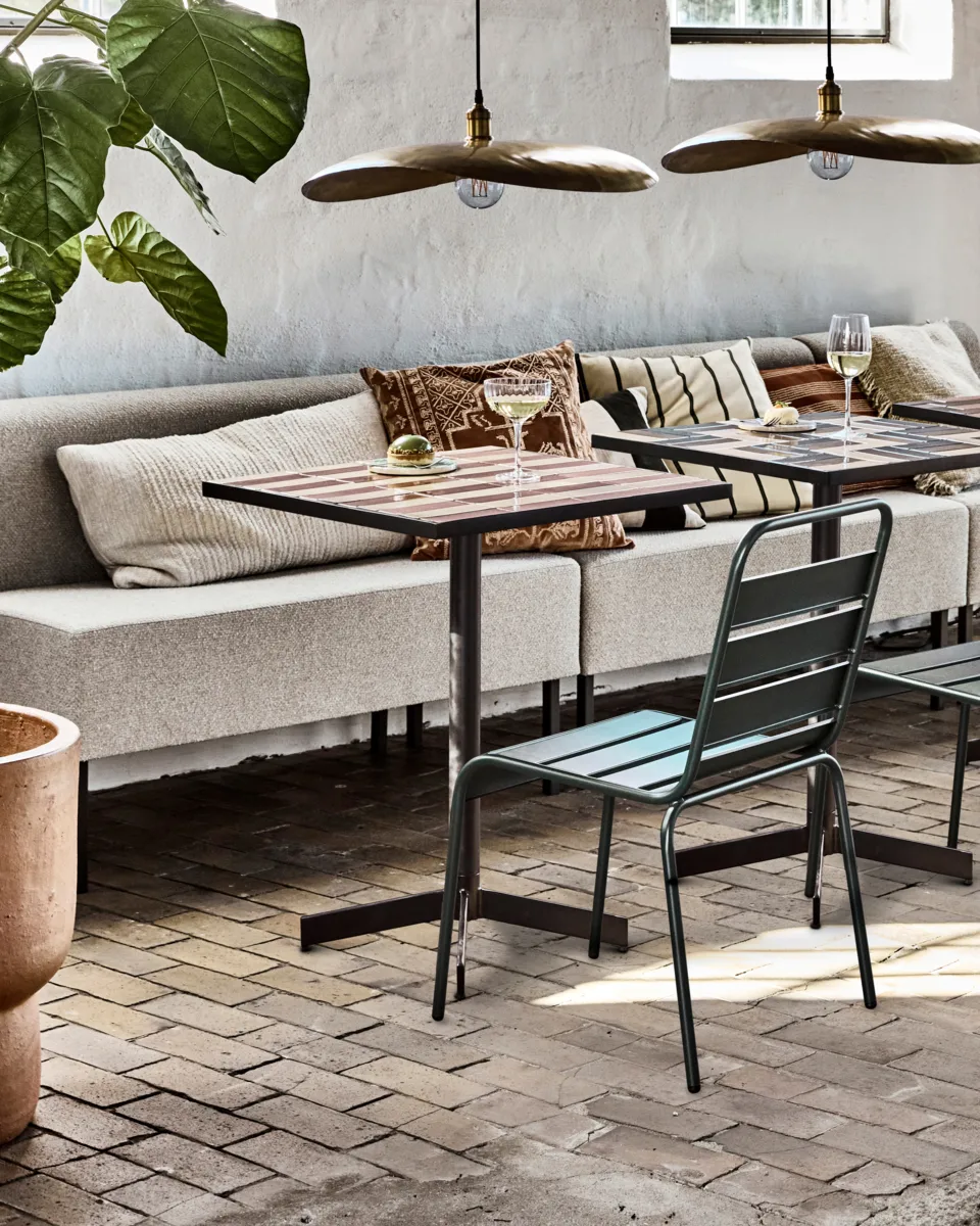 스트라이프 카페 테이블 62x62 cm, Dusty rose-beige House Doctor | 하우스닥터