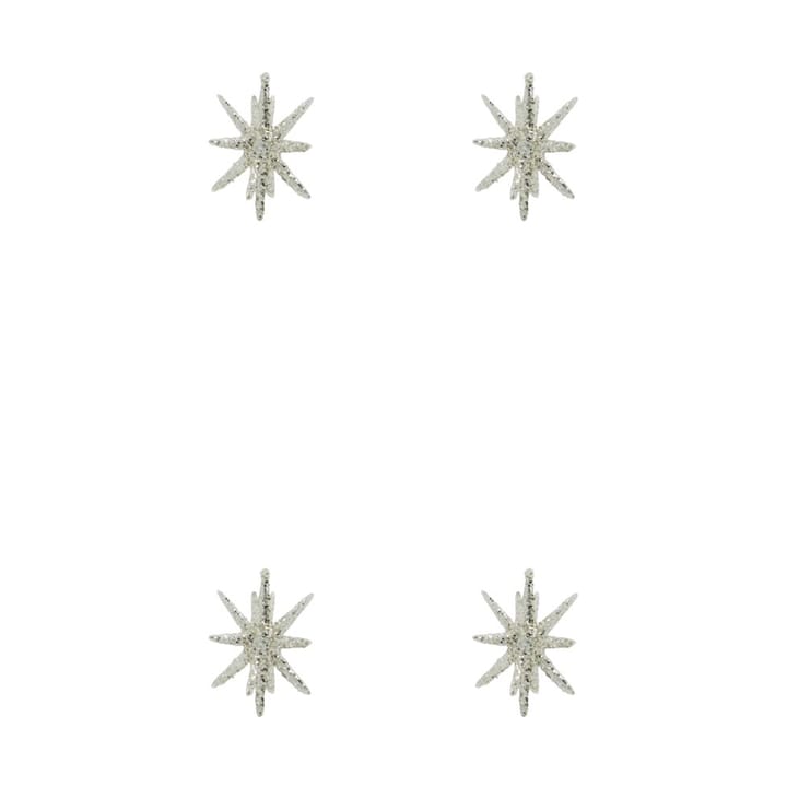 스파이크 크리스마스 트리 별 장식 Ø7.5cm 4개 세트 - Silver brass glitter - House Doctor | 하우스닥터