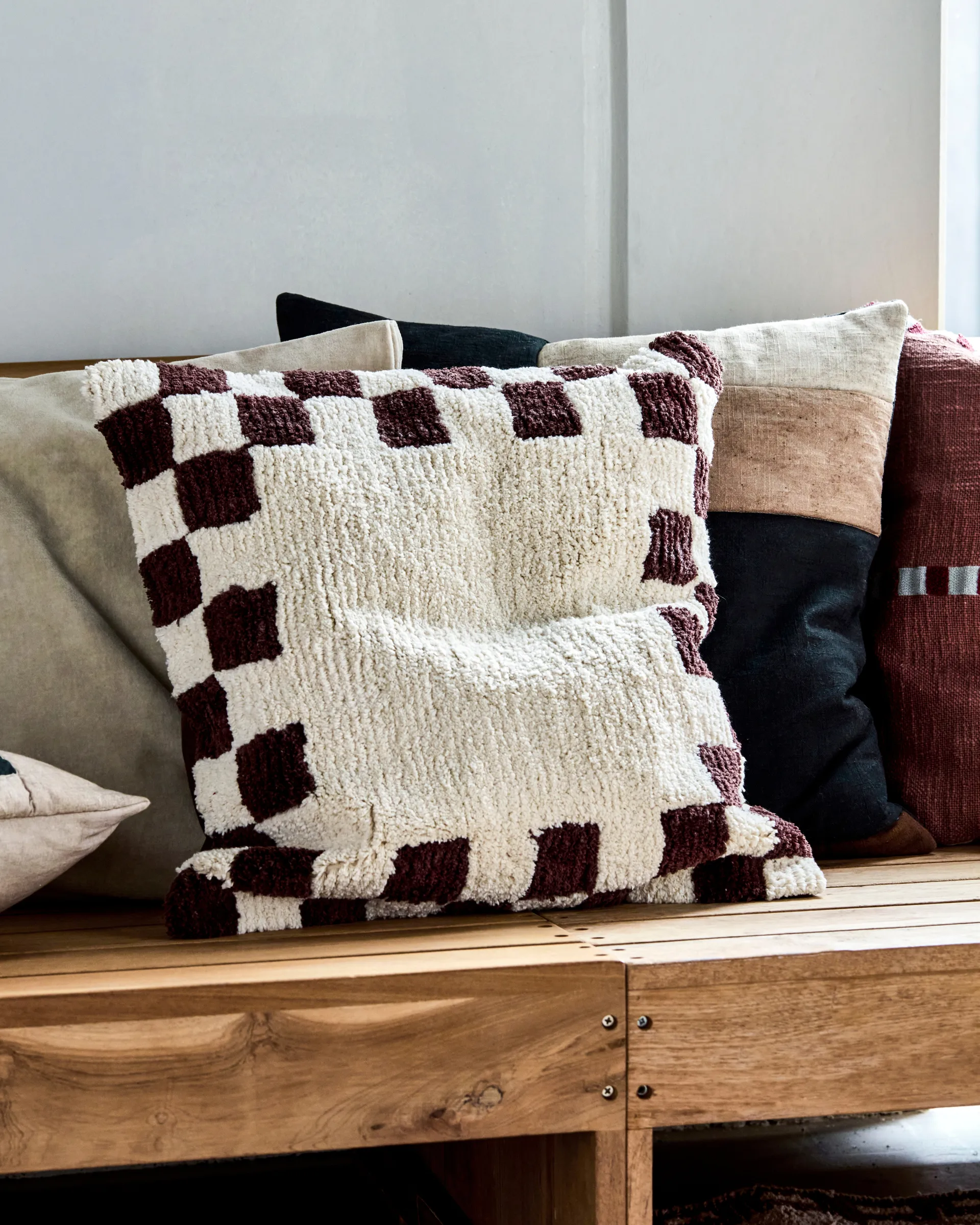 체스 쿠션 커버, Brown-off-White, 50x50 cm House Doctor | 하우스닥터