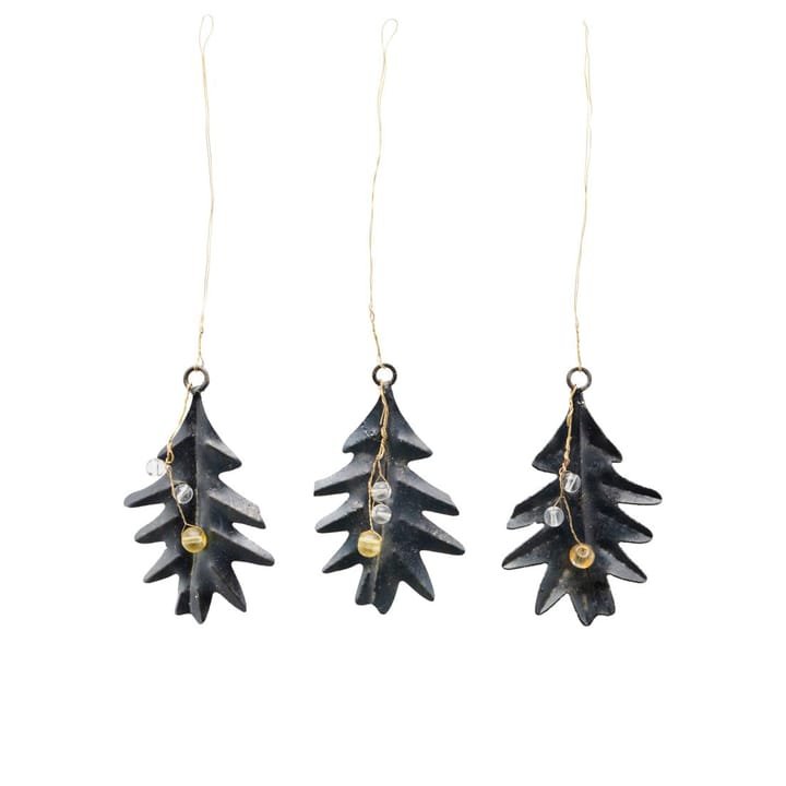 Leaf & Beads 크리스마스 오나먼트 블랙 3팩 - 7.3 cm - House Doctor | 하우스닥터