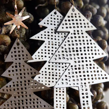 트리 & 스타 행잉 장식 perforated 3개 세트 - Antique silver - House Doctor | 하우스닥터
