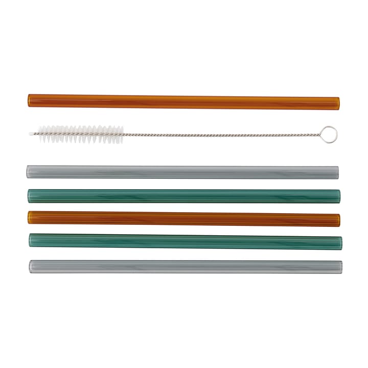 Vaca 유리 빨대 6개 세트 - green-grey-orange - House Doctor | 하우스닥터