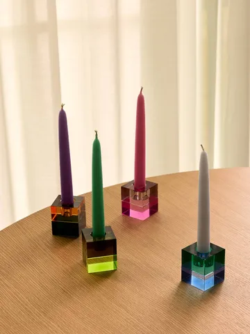 블록 캔들 홀더 2개 세트 - Green-blue, orange-green - 휩시 인테리어