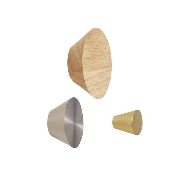 휩시 노브 3개 세트 - Metal-wood-nickel-brass - Hübsch | 휩시