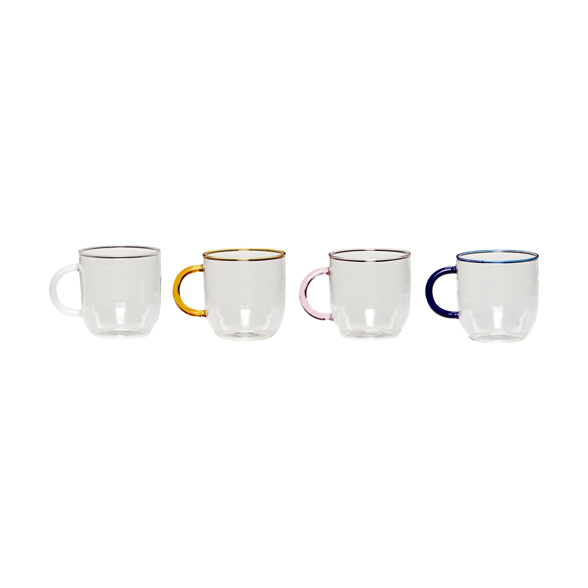 키오스크 유리 머그 세트 4개, Multicolor 휩시 인테리어
