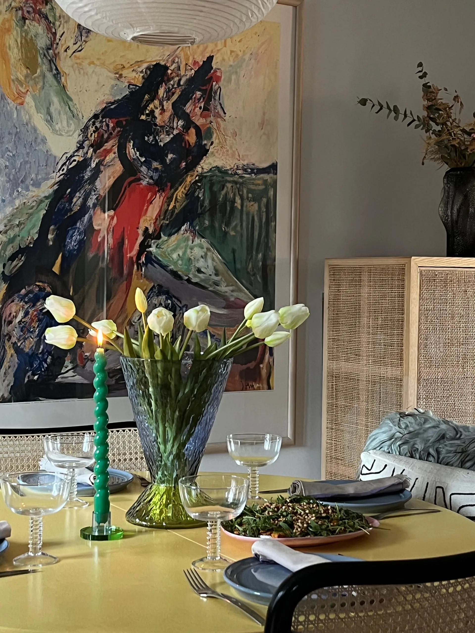 아스트라 작은 캔들 홀더, Blue-green 휩시 인테리어