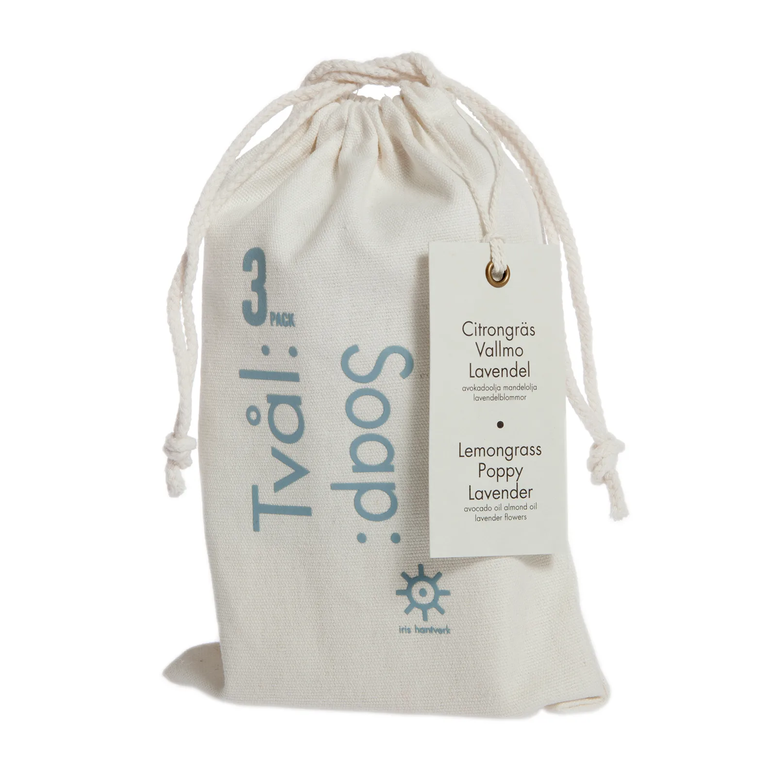 이리스 한트베르크 비누 3개 세트, lemon grass-poppy seed-lavender Iris hantverk | 이리스한트베르크