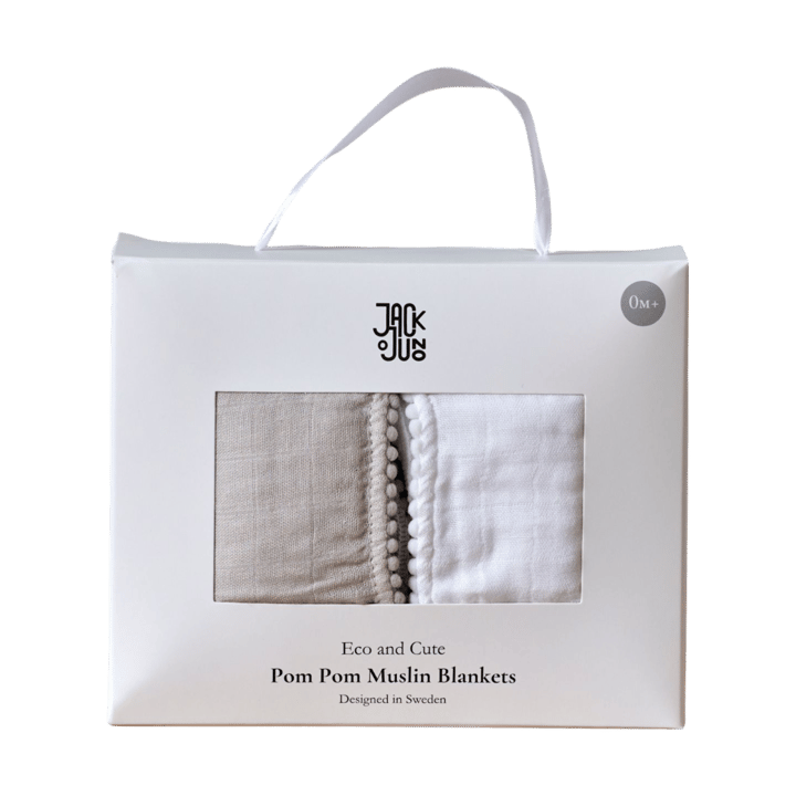 폼폼 무슬린 담요 120x120 cm 2개 세트 - Pearl & Dusty gray - Jack o Juno | 잭 오 주노