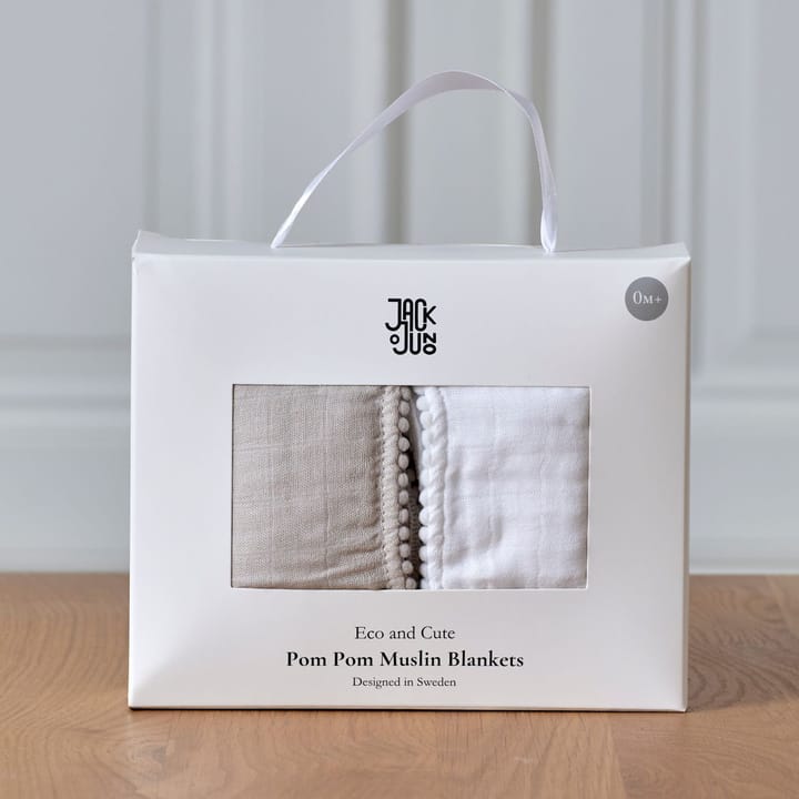 폼폼 무슬린 담요 120x120 cm 2개 세트, Pearl & Dusty gray Jack o Juno | 잭 오 주노