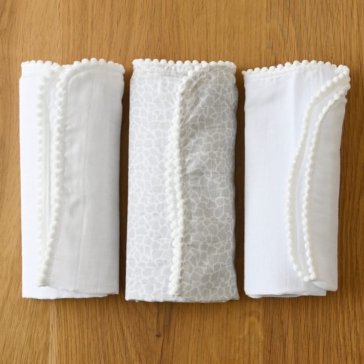 폼폼 무슬린 담요 40x40 cm 3개 세트, Pearl & Giraffe gray Jack o Juno | 잭 오 주노