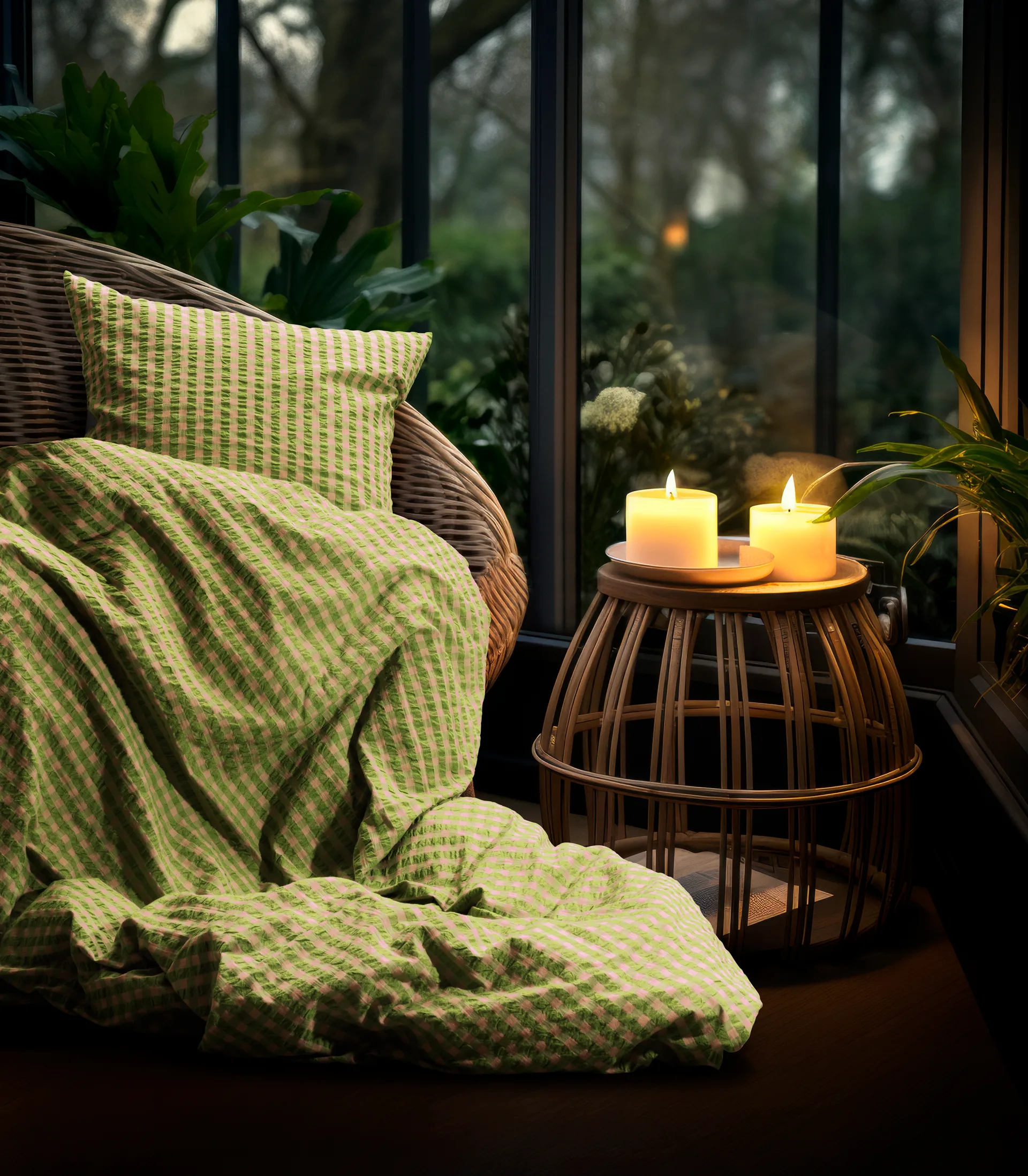 Bæk&Blge 침구 세트 150x210 cm, Green-light pink Juna | 주나