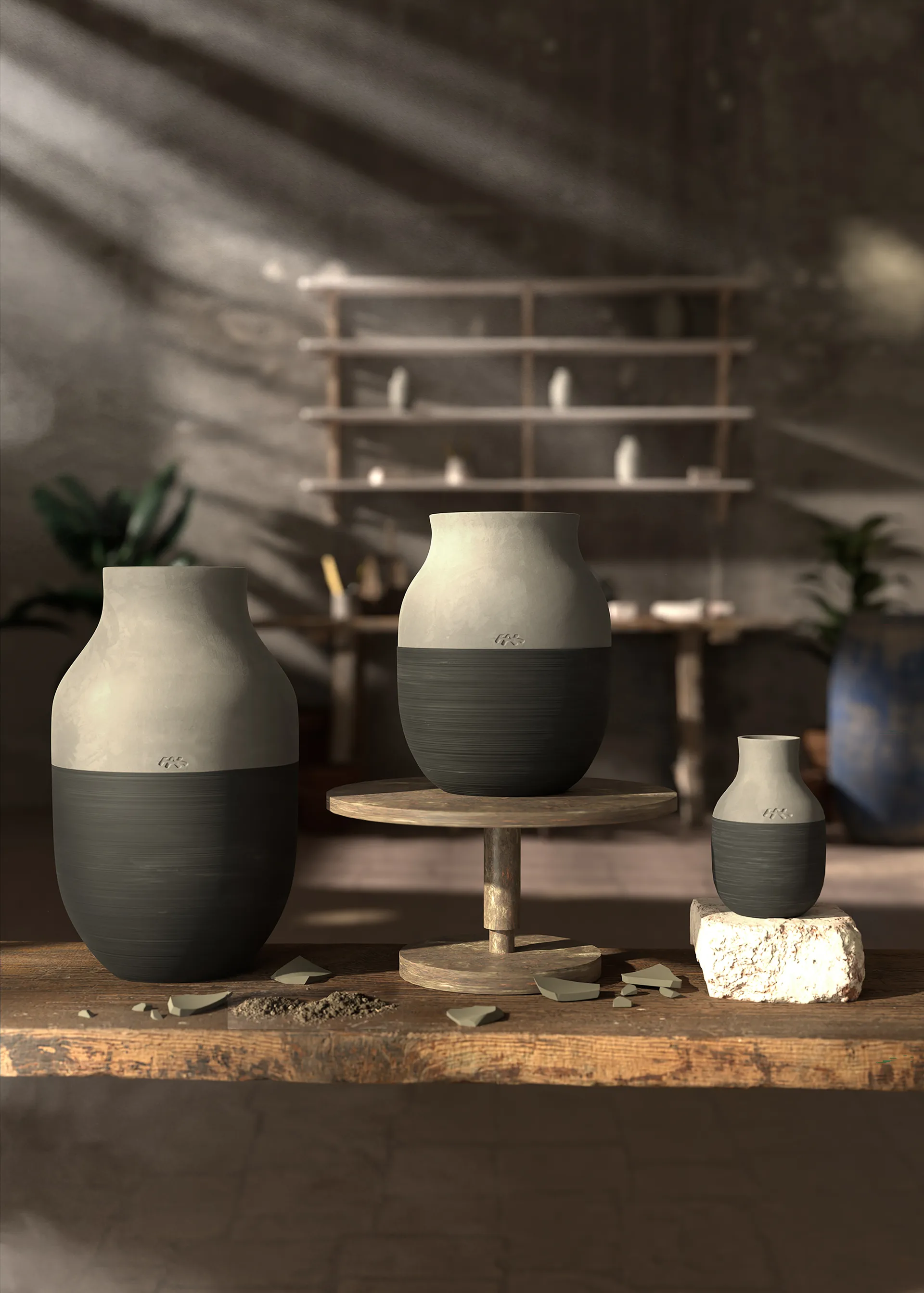 오마지오 원형 화병 H31 cm, Anthracite grey Kähler | 케흘러