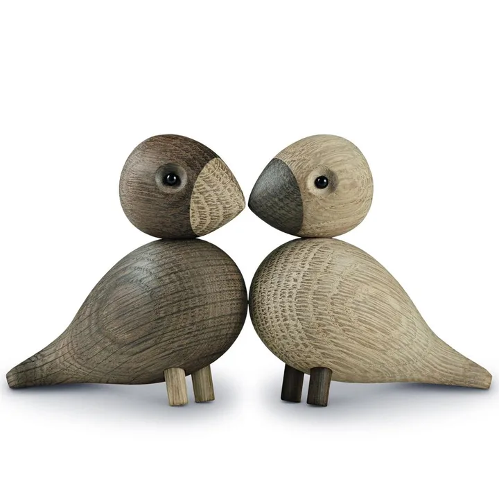 Kay Bojesen 원목 장식품 lovebirds set - 훈연 오크, 8,8 cm - Kay Bojesen Denmark | 카이보예센 덴마크