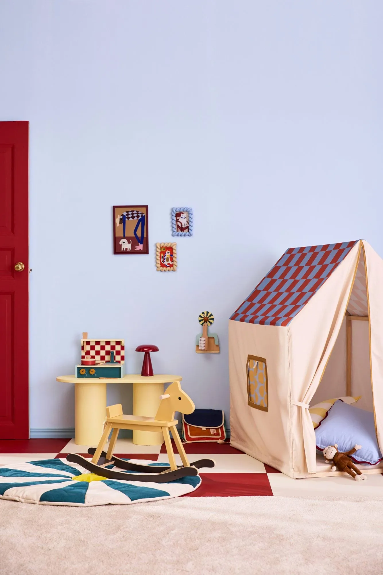 놀이집 텐트, 110x80x124 cm, Dove blue check Kid's Concept | 키즈 콘셉트