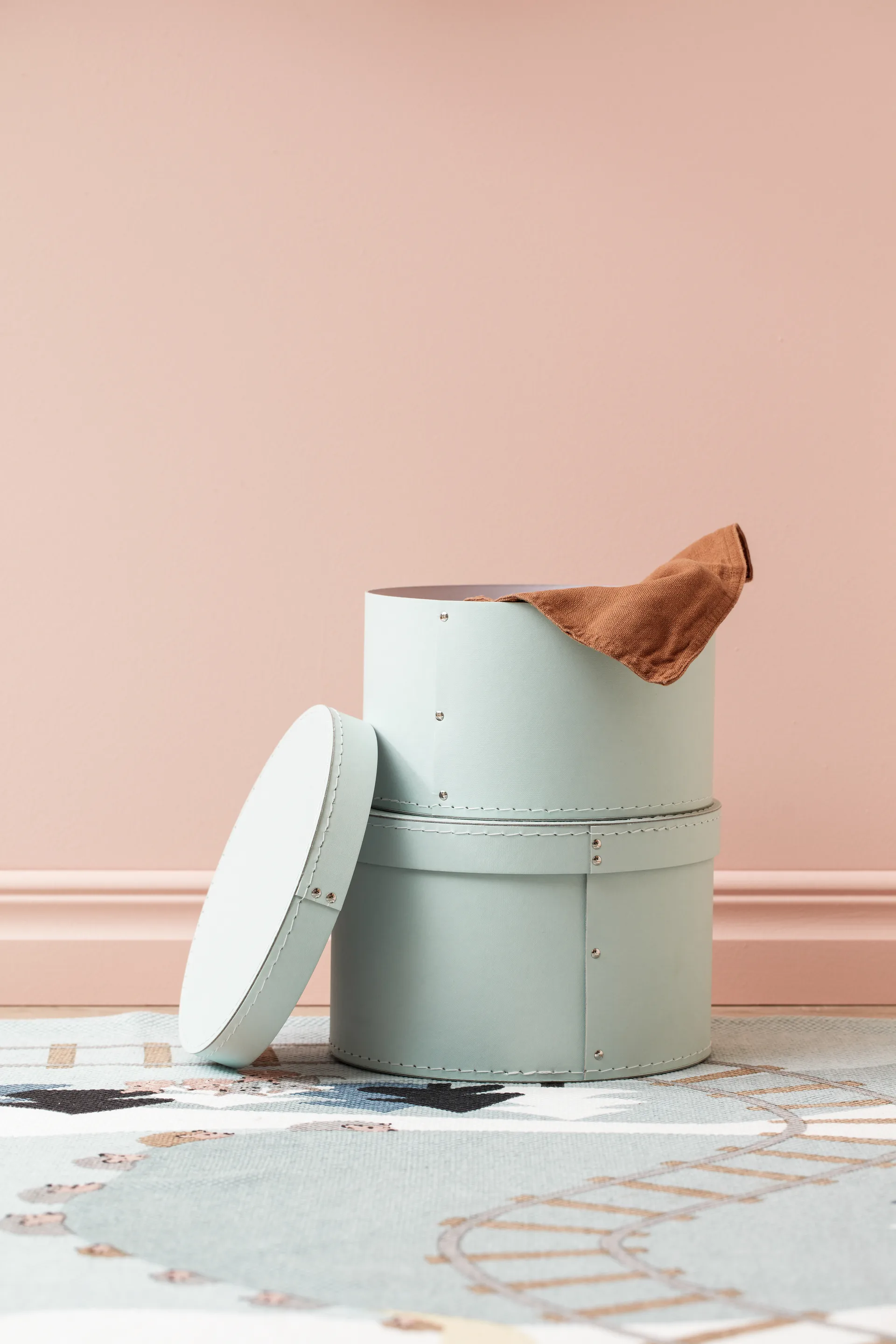 키즈 베이스 스토리지 박스 라운드 2 pieces, Light-green Kid's Concept | 키즈 콘셉트