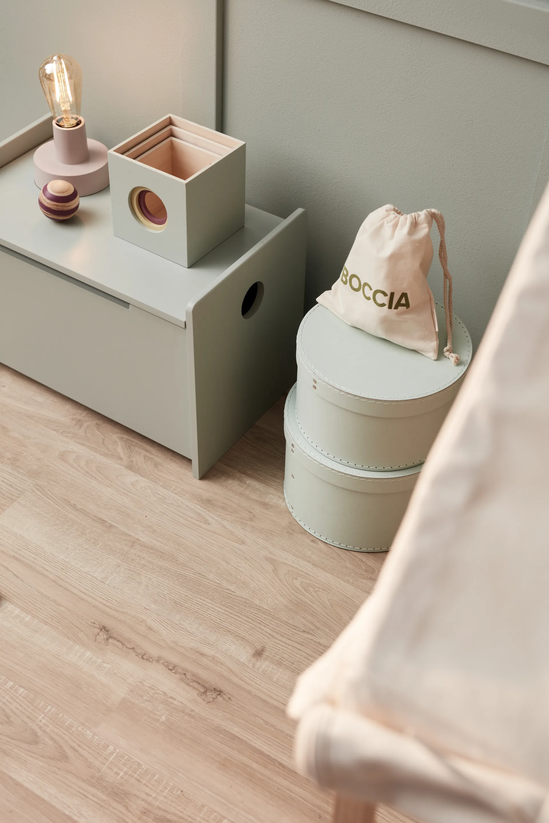 키즈 베이스 스토리지 박스 라운드 2 pieces, Light-green Kid's Concept | 키즈 콘셉트