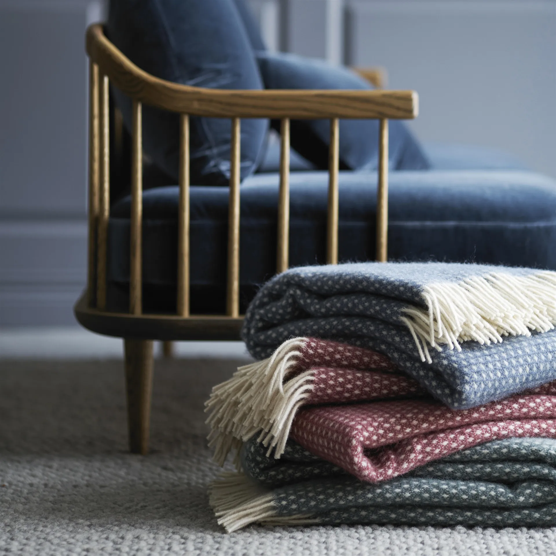 Knut 울 스로우, blue Klippan Yllefabrik | 클리판