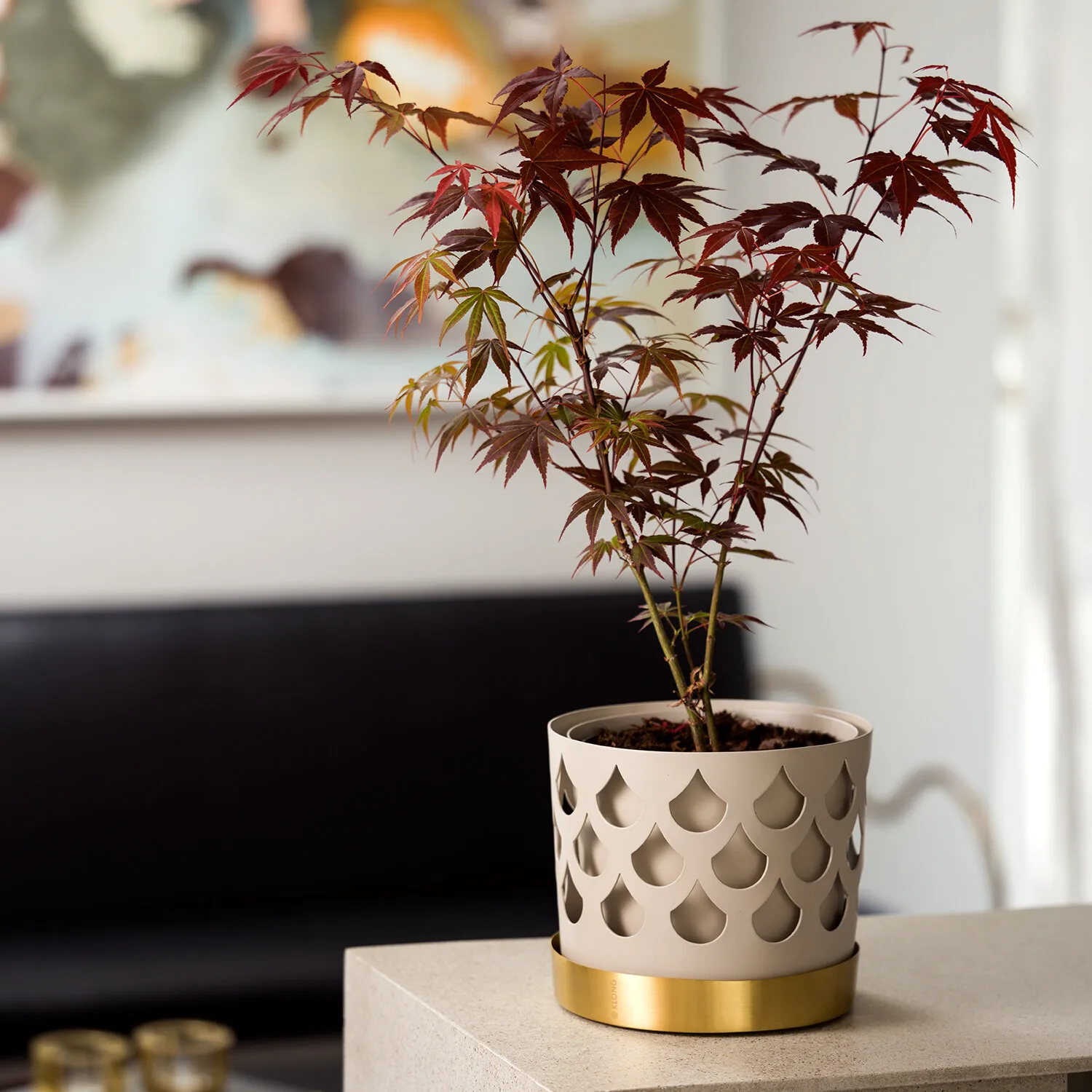 트리오 드롭 화분 베이지 & 소서, Medium Ø18 cm KLONG | 클롱