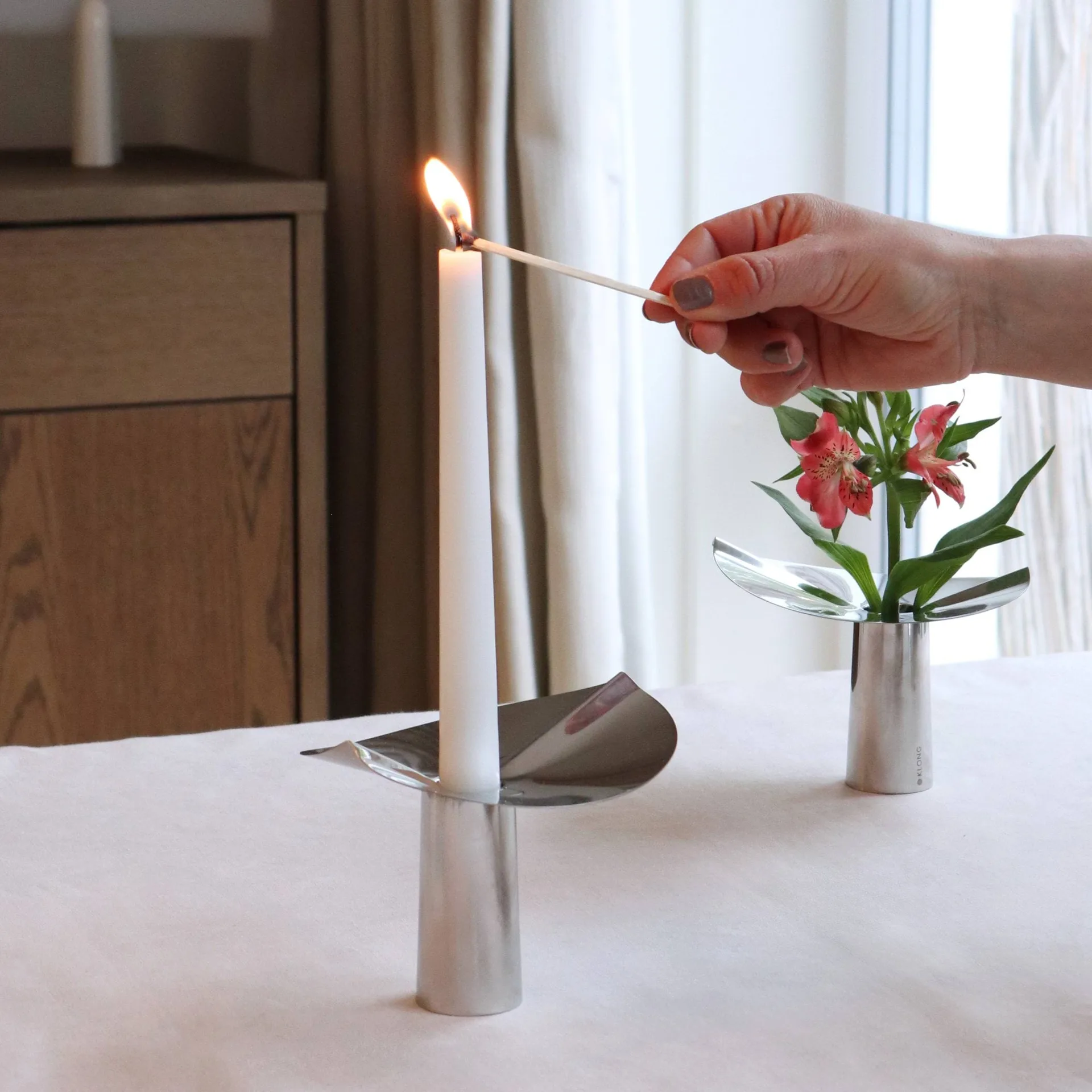 러브 화병-캔들 홀더, Stainless steel. 10 cm KLONG | 클롱
