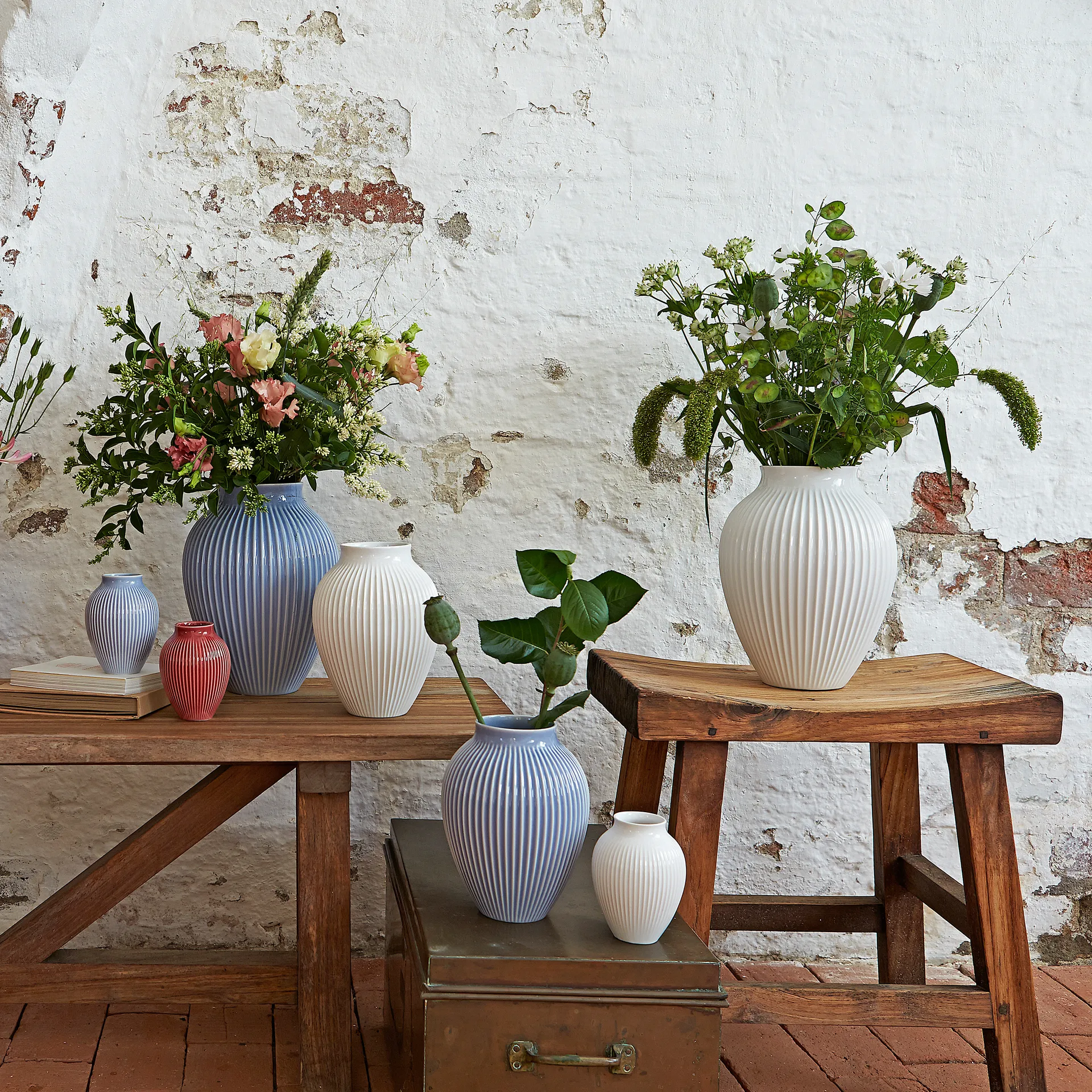 크납스트럽 화병 리브드 20 cm, lavender blue Knabstrup Keramik | 크납스트럽 세라믹