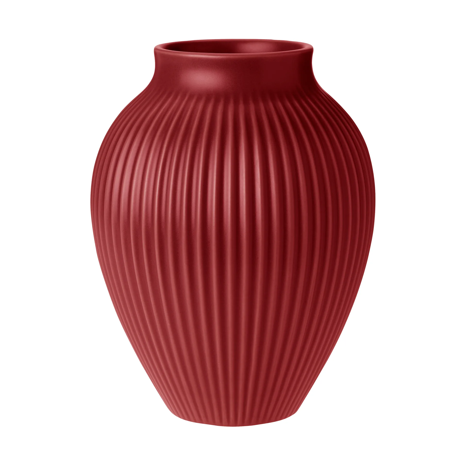 크납스트럽 립드 화병 20 cm, Soft cherry red Knabstrup Keramik | 크납스트럽 세라믹