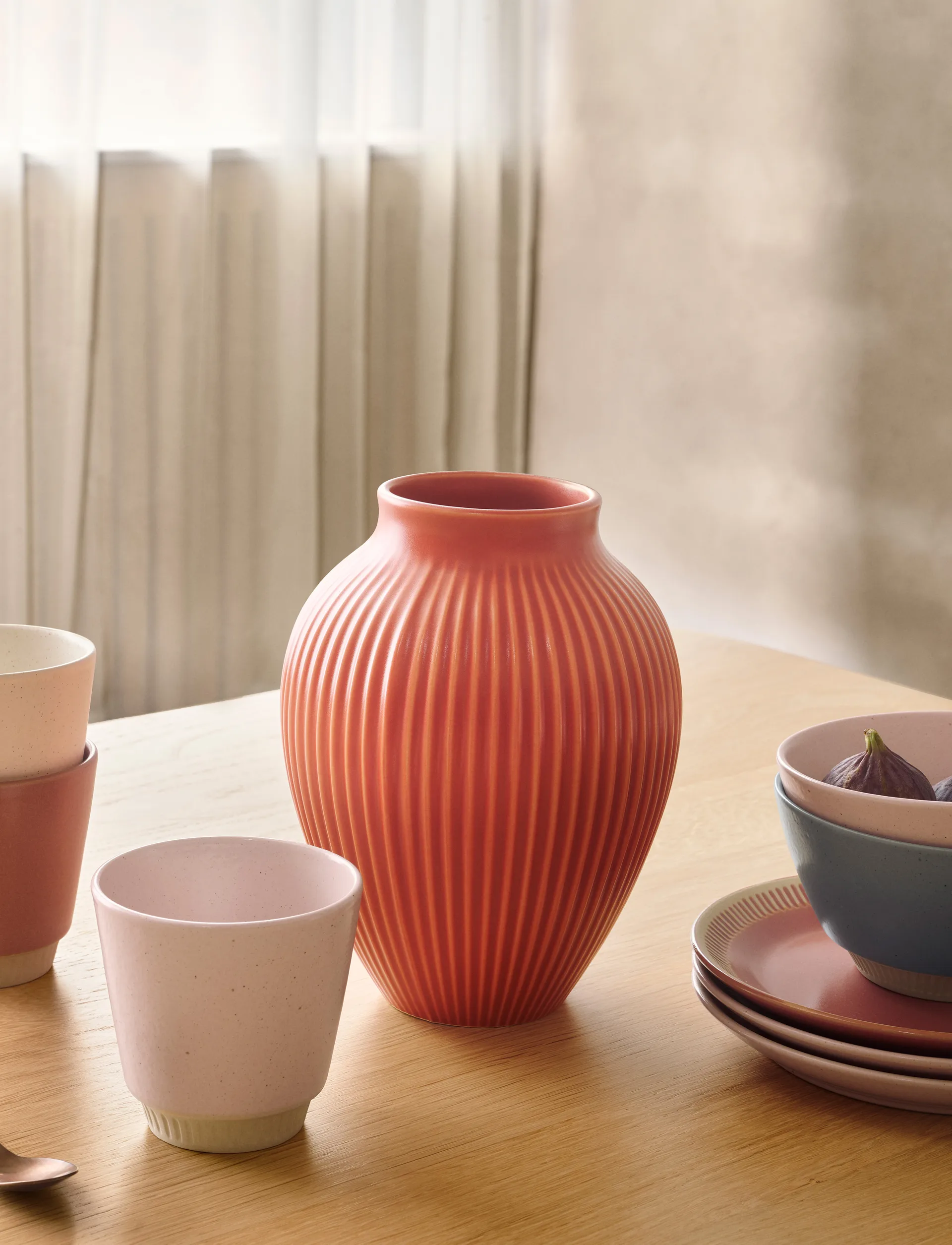 크납스트럽 화병 리브드 27 cm, Coral Knabstrup Keramik | 크납스트럽 세라믹