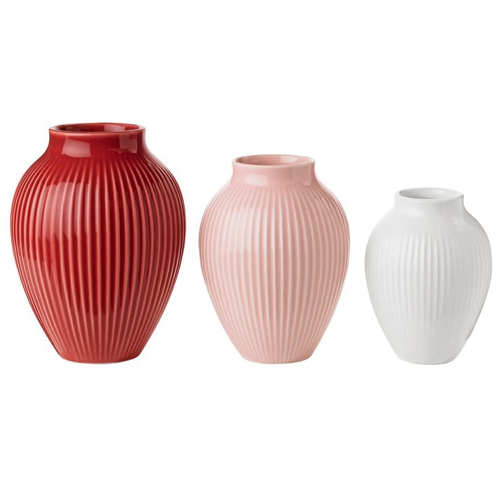 크납스트럽 화병 립드 3팩 - bordeaux-pink-white - Knabstrup Keramik | 크납스트럽 세라믹