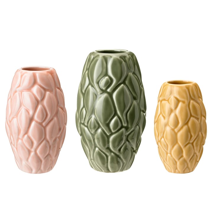 리프 화병 3- pack - Pink-green-yellow - Knabstrup Keramik | 크납스트럽 세라믹