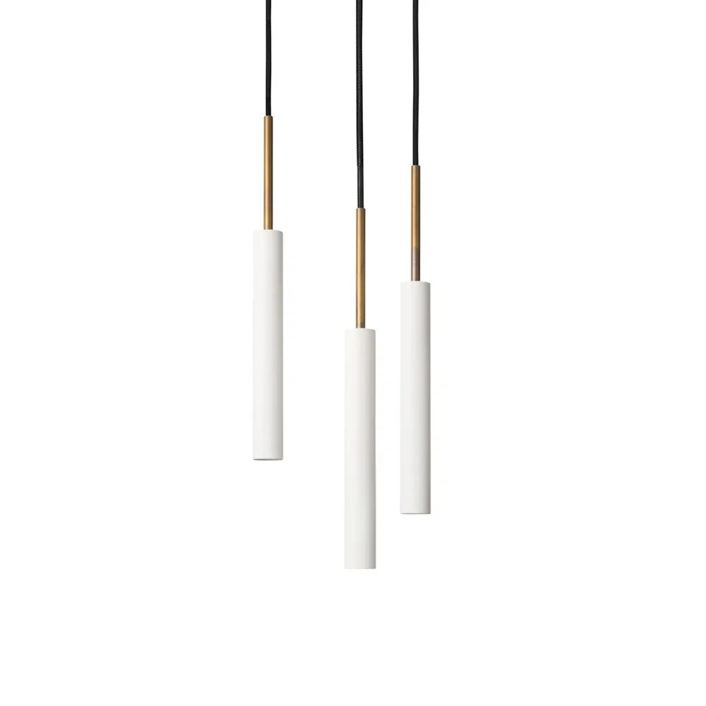 스타브 펜던트 조명 3 원형 실링 플레이트, White/raw brass Konsthantverk