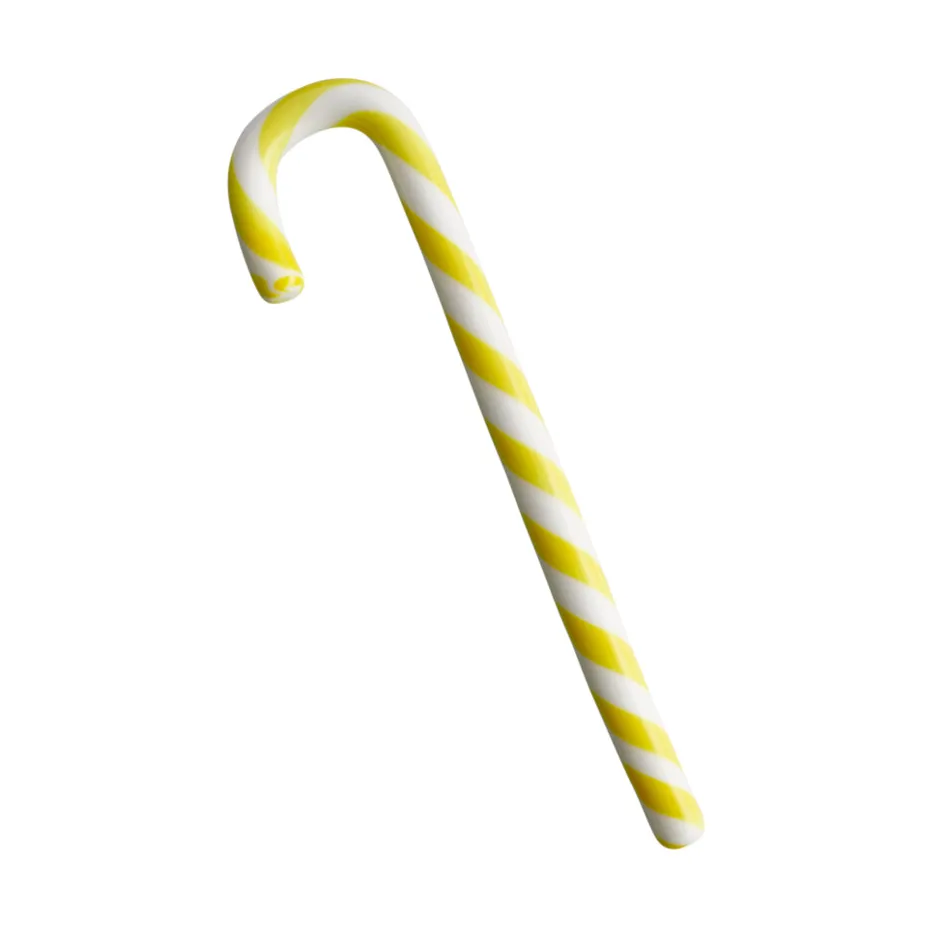 폴카 지팡이 사탕 모양 유리 장식 170 mm, White-yellow Kosta Boda | 코스타보다