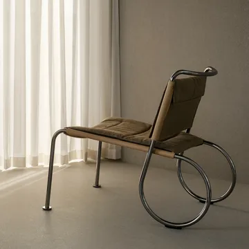 코르소 이지 체어 - Elmo Nordic leather Natural-linen weave-chrome - Lammhults |람훌츠