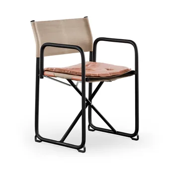 X75-2 암체어 - Linen weave natural-Elmo Nordic leather Cognac-black legs - Lammhults |람훌츠