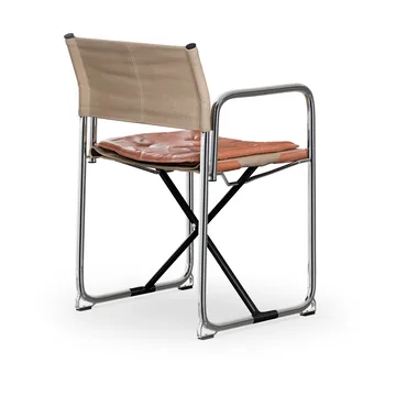 X75-2 암체어 - Linen weave natural-Elmo Nordic leather Cognac-chrome legs - Lammhults |람훌츠