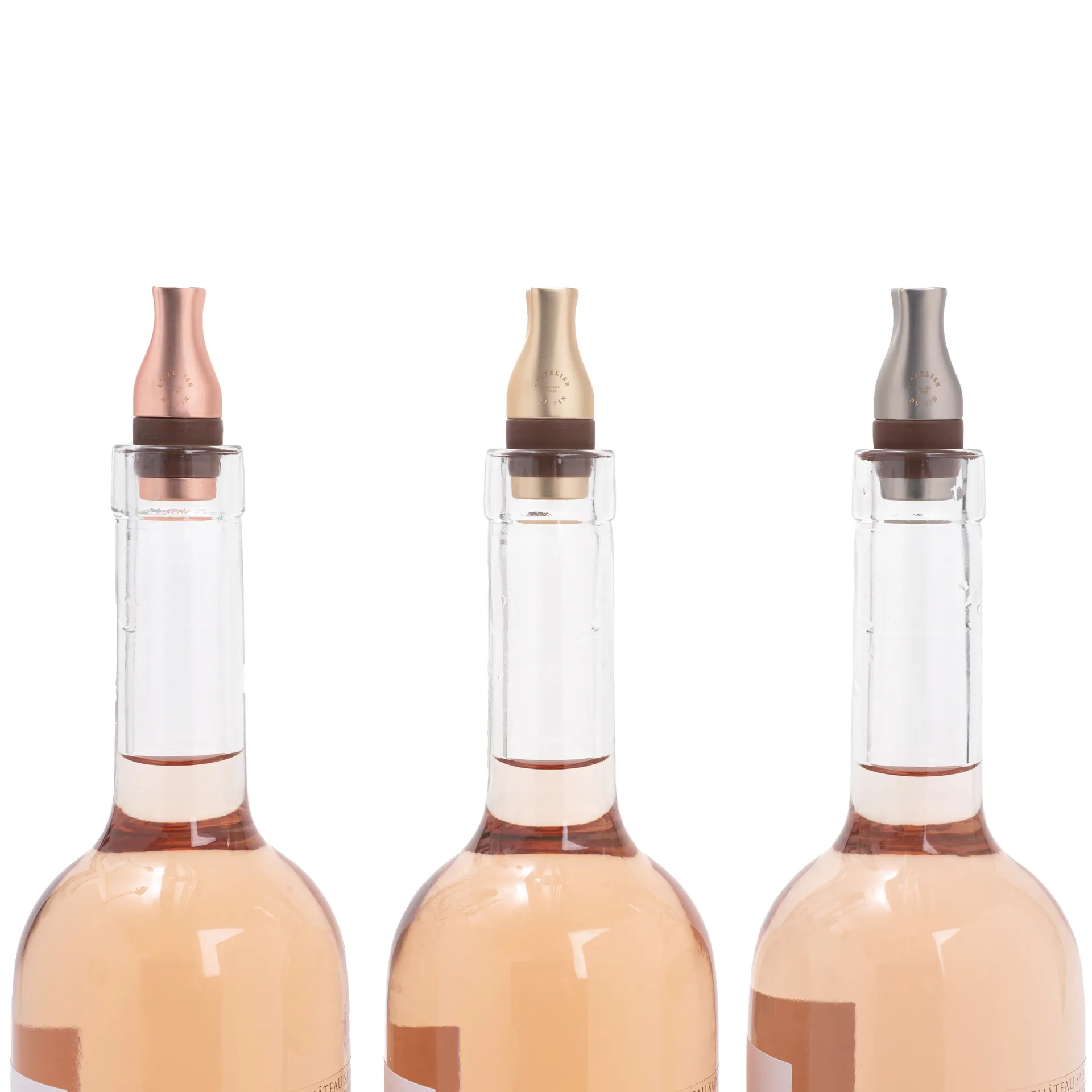 L’Atelier du Vin 르 트리오 보틀 스토퍼 세트, Rose, silver and gold (matte) L'Atelier du Vin